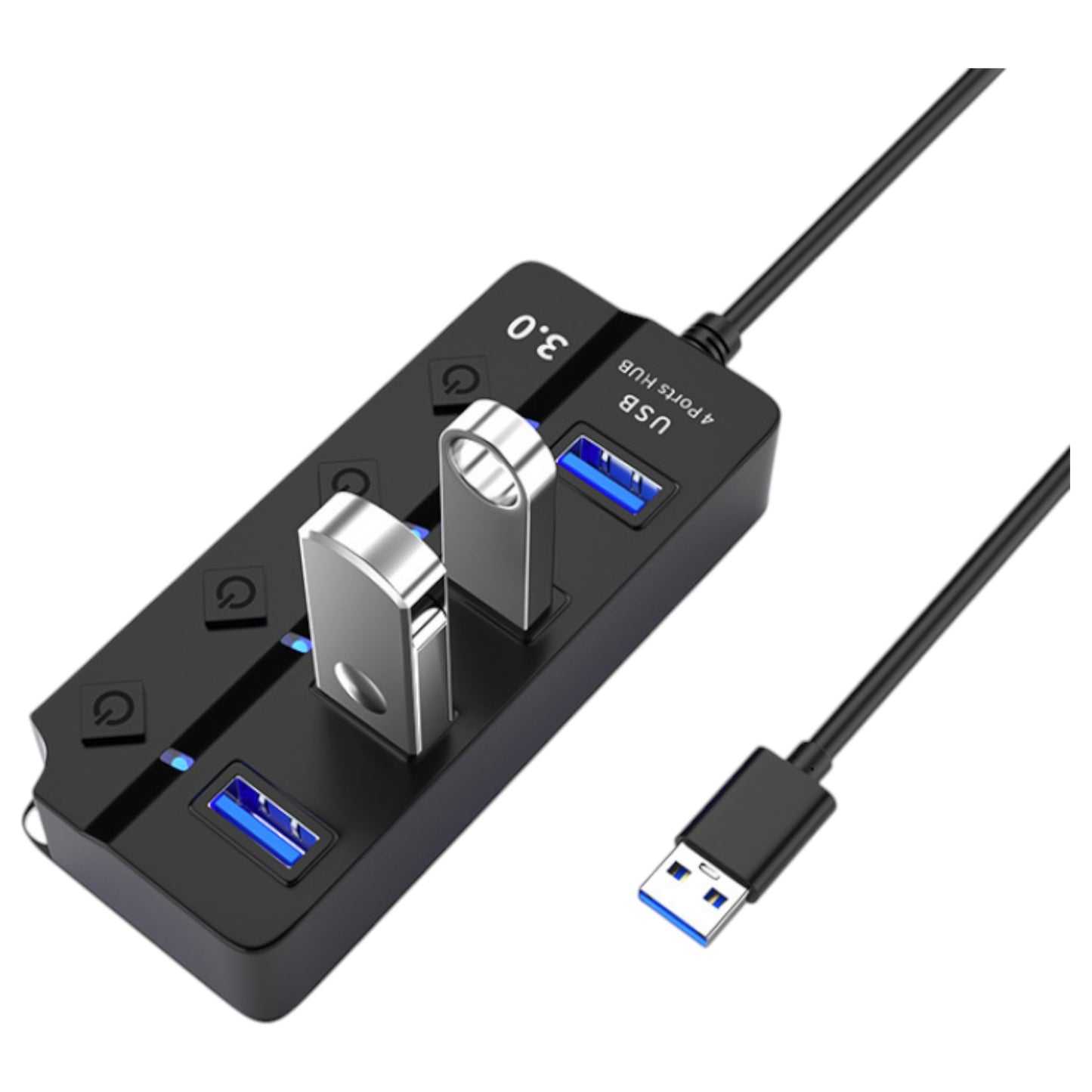 DTech 4/7-Port, 30-100 cm Extension Cable USB 3.0 Hub with Independent Switches