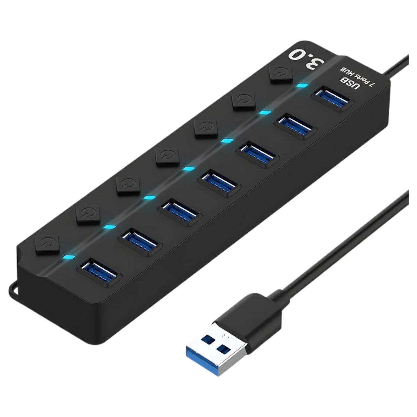 DTech 4/7-Port, 30-100 cm Extension Cable USB 3.0 Hub with Independent Switches