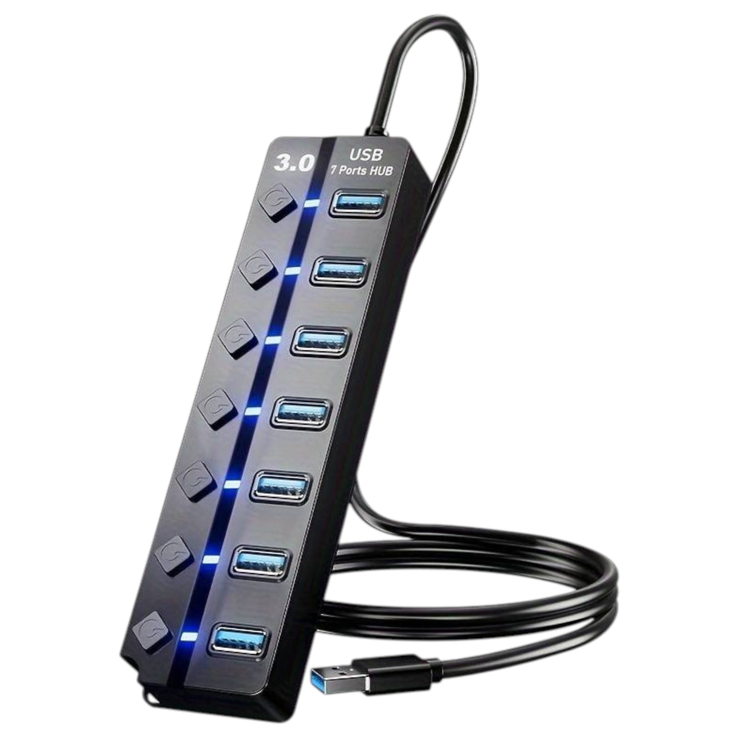 DTech 4/7-Port, 30-100 cm Extension Cable USB 3.0 Hub with Independent Switches