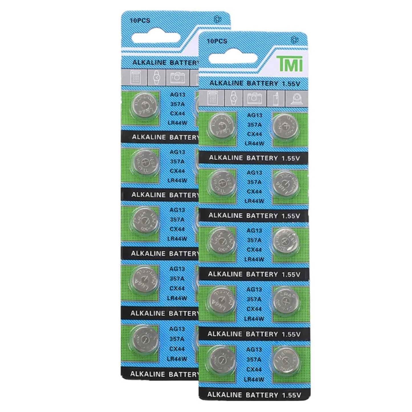 TMI (T&E) AG13/LR44/SR1154PW/357 Alkaline Button Battery Blister - 10 Pcs
