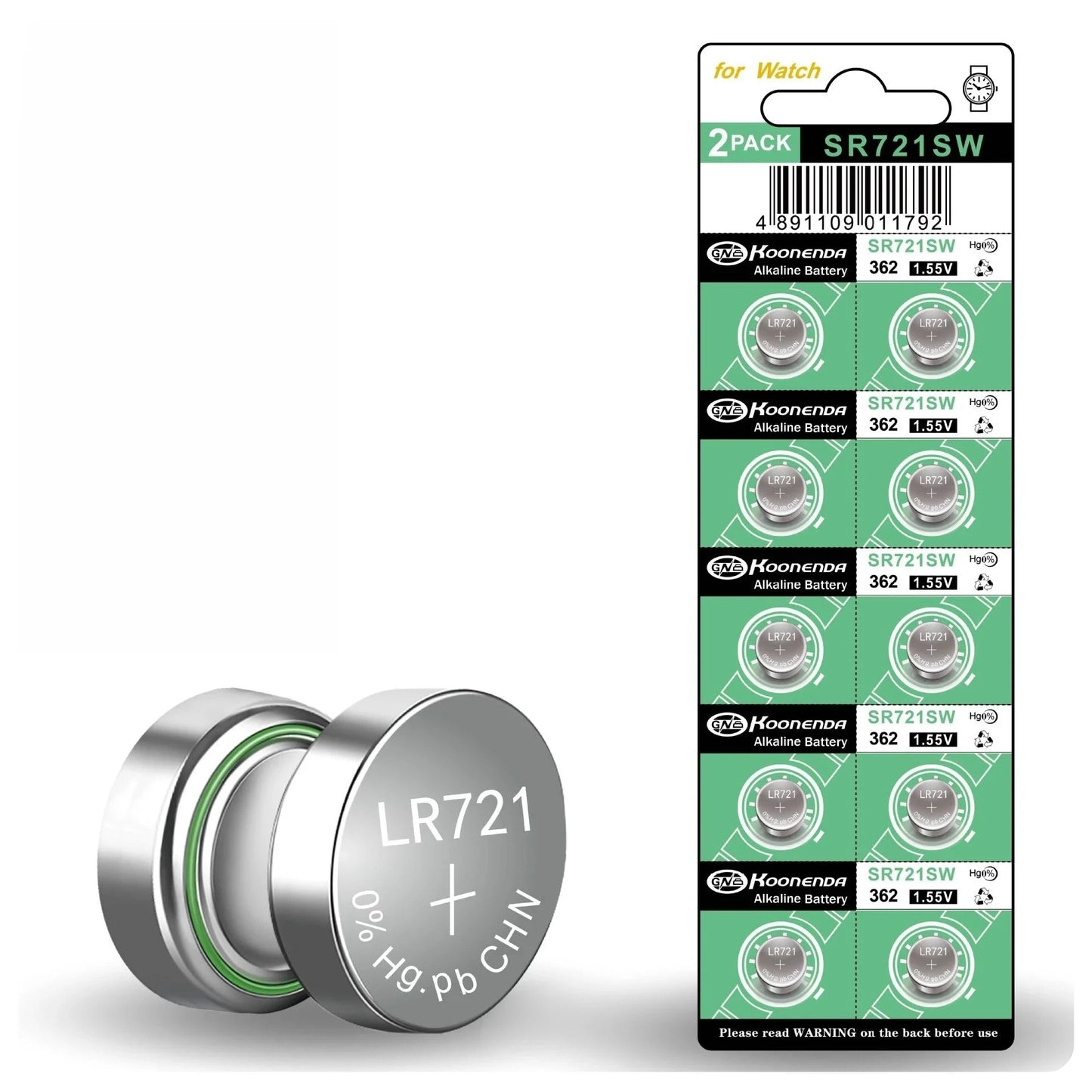 Koonenda AG11/LR721/SR721SW/361 Alkaline Button Battery Blister - 10 Pcs