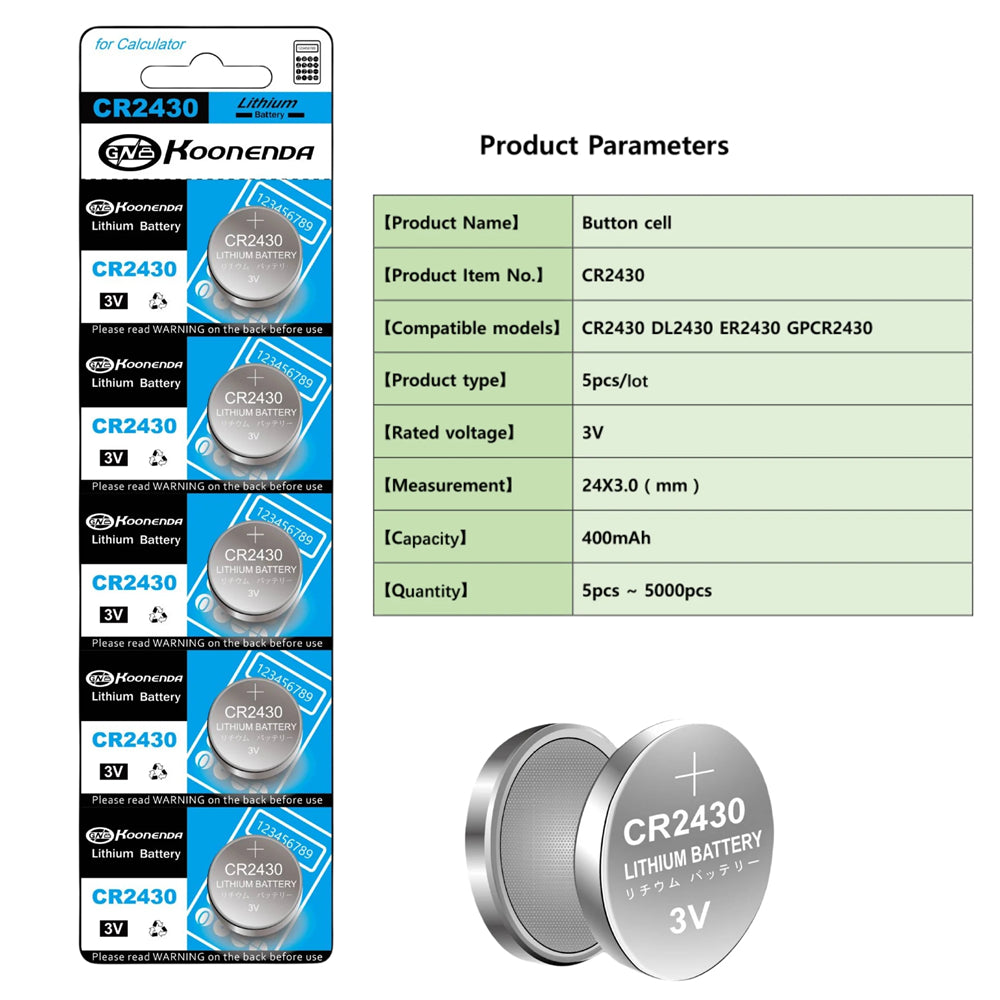 Koonenda CR2430 Lithium Button Battery Blister - 1Pcs