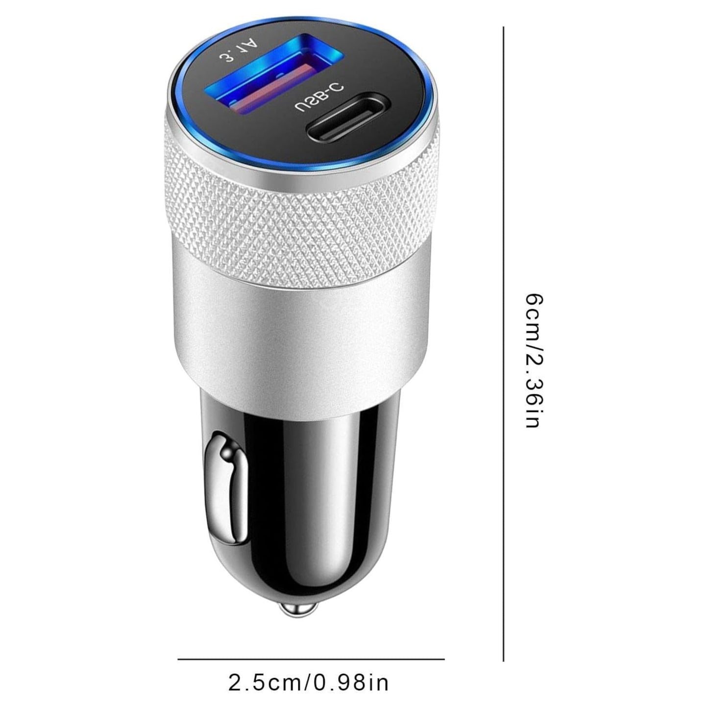 DTecH Cc-Pd1 15W 3.1 A Dual Car Charger with Type-C & USB-A Ports