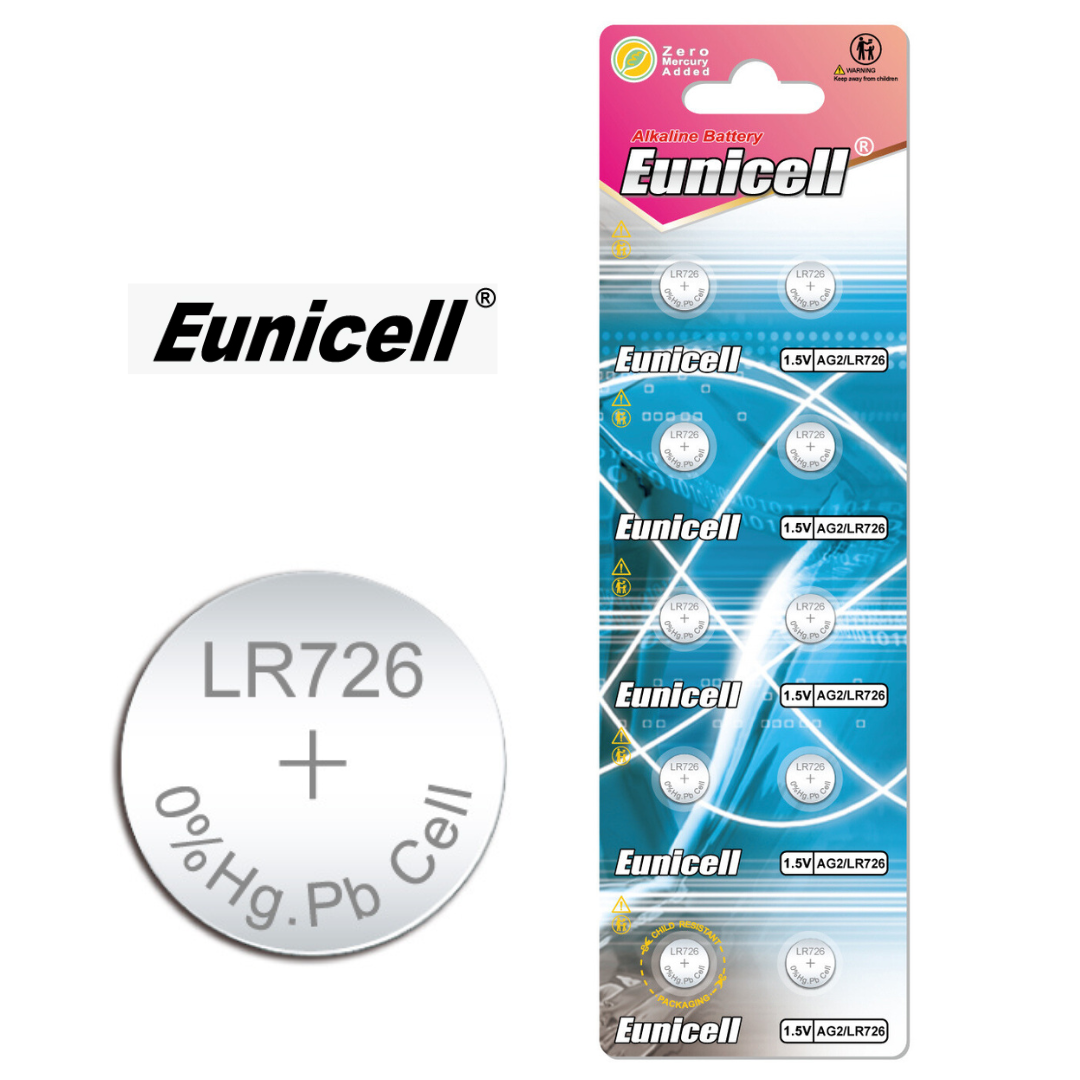 Eunicell AG2/LR59/SR726SW Alkaline Button Battery Blister - 10 Pcs