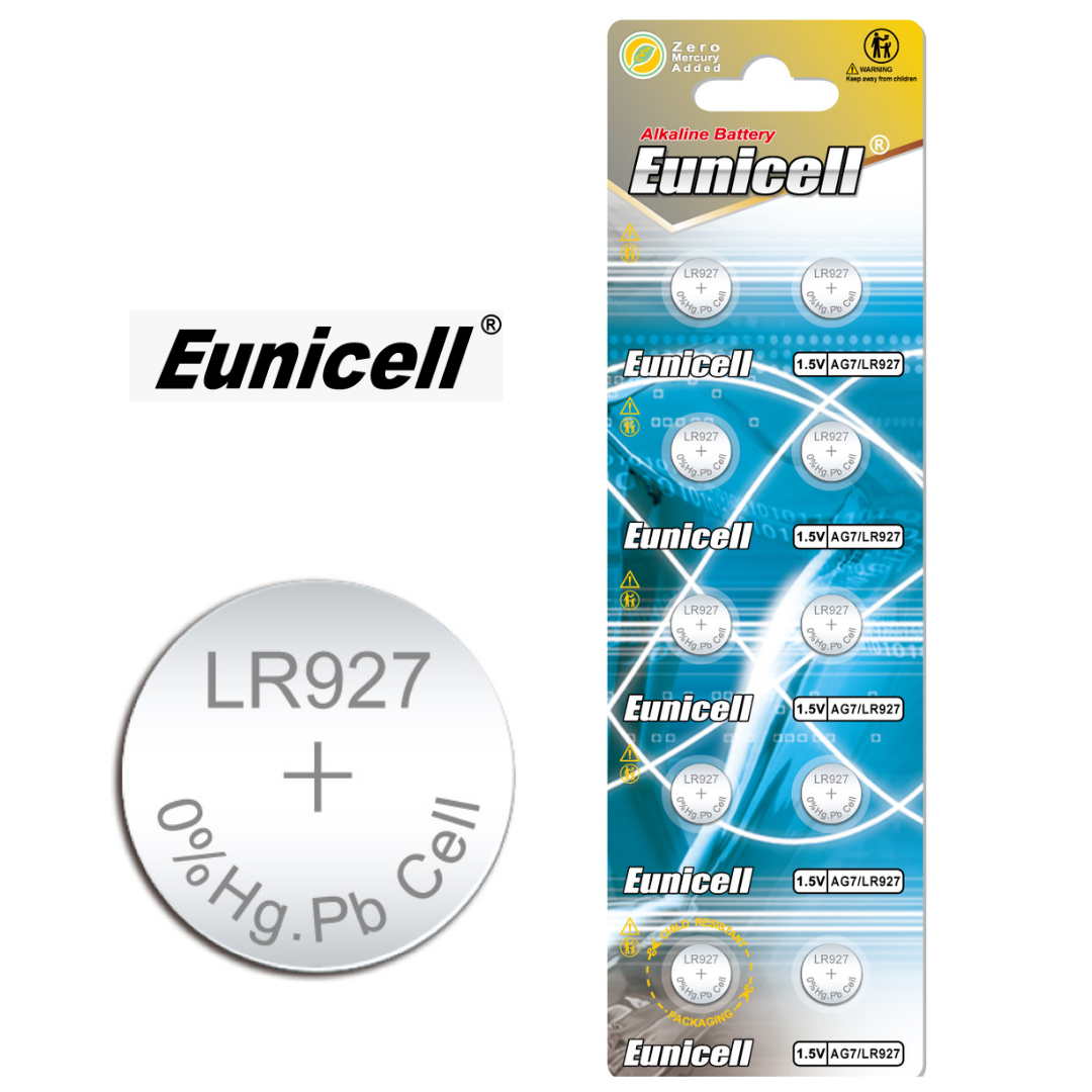 Eunicell AG7/LR927/399 Alkaline Button Battery Blister – 10 Pcs