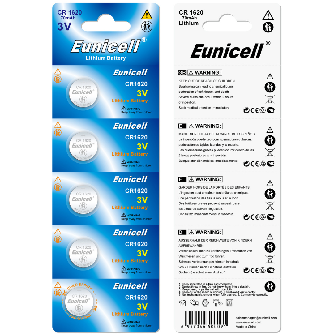 Eunicell CR1620 Lithium Button Battery Blister - 1Pcs
