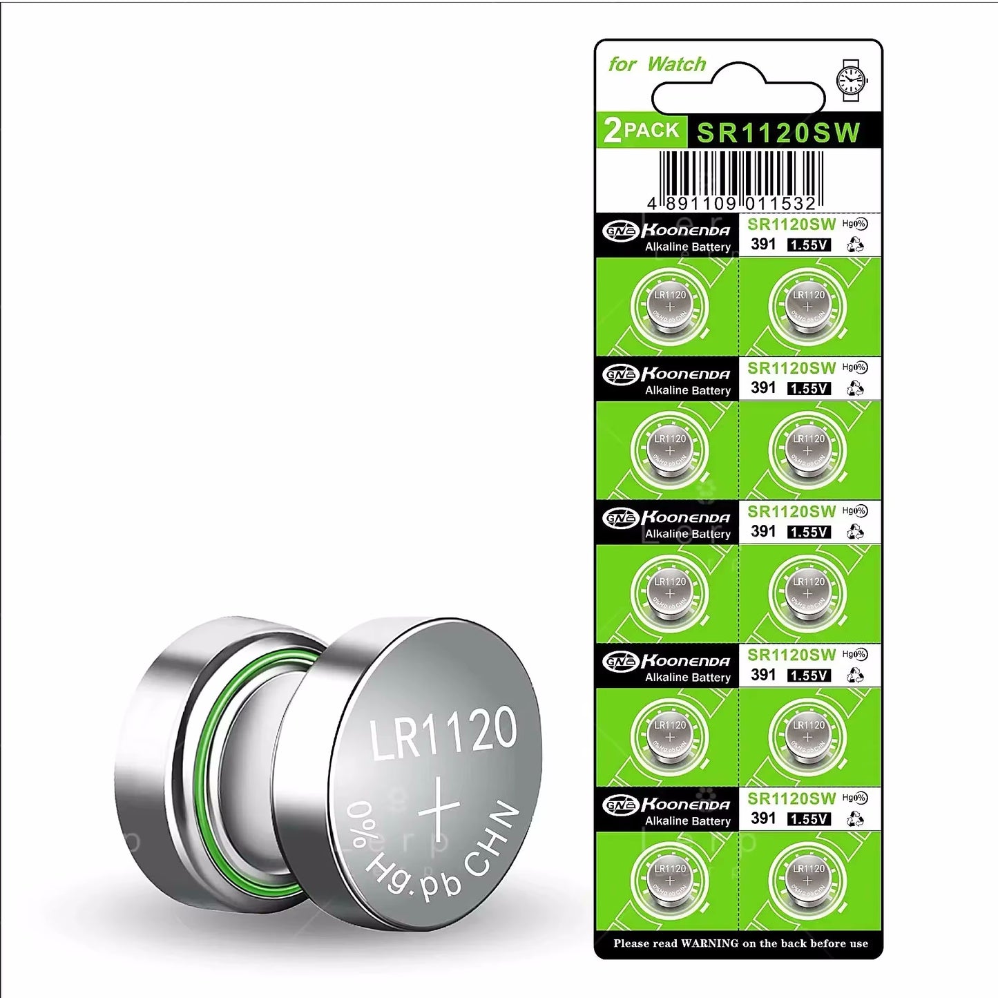 Koonenda AG8/LR55/SR1120SW Alkaline Button Battery Blister - 10 Pcs