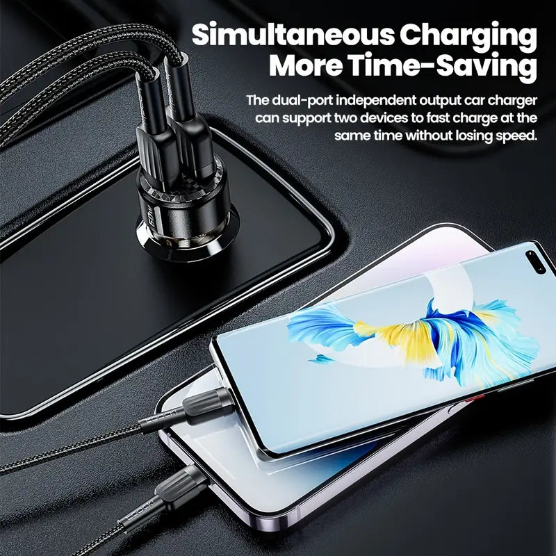 60W Toocki USB-C & USB-A Car Charger with PD, QC 3.0