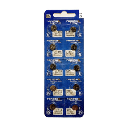 Renata 315 Silver Oxide Knopfzelle – originaler 10er-Blister, Vorderseite