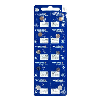 Renata 321 Silver Oxide Knopfzelle – originaler 10er-Blister, Vorderseite
