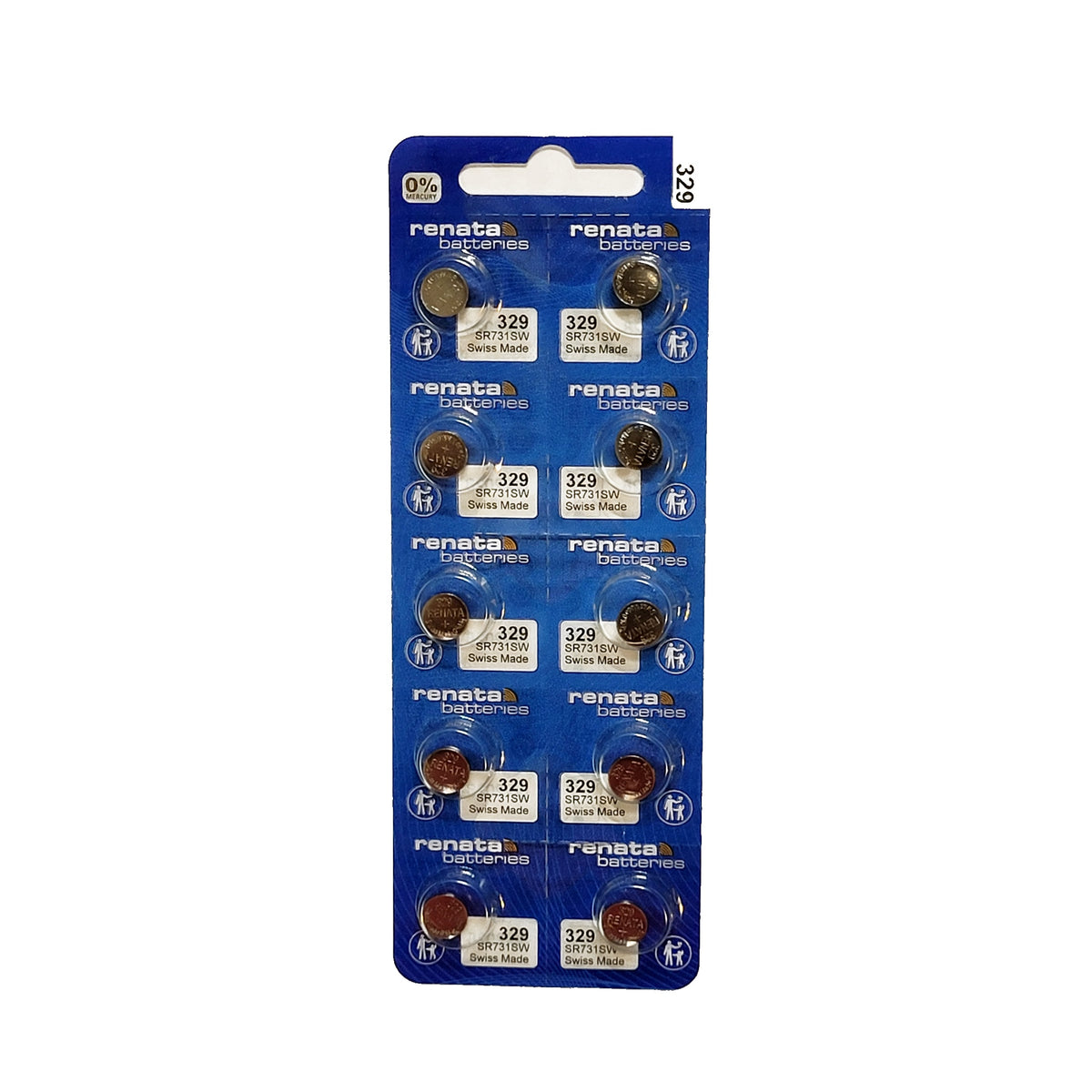Renata 329 Silver Oxide Knopfzelle – originaler 10er-Blister, Vorderseite