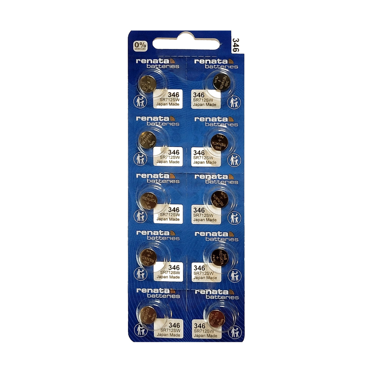 Renata 346 Silver Oxide Knopfzelle – originaler 10er-Blister, Vorderseite
