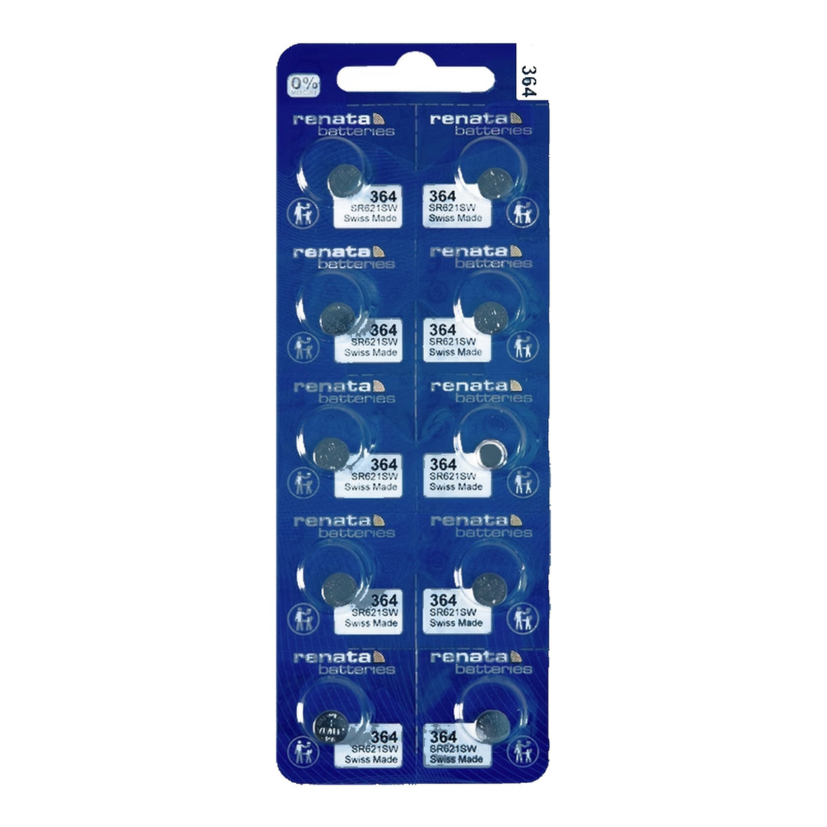 Renata 364 Silver Oxide Knopfzelle – originaler 10er-Blister, Vorderseite