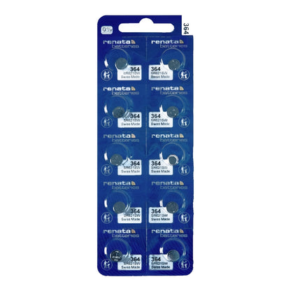 Renata 364 Silver Oxide Knopfzelle – originaler 10er-Blister, Vorderseite