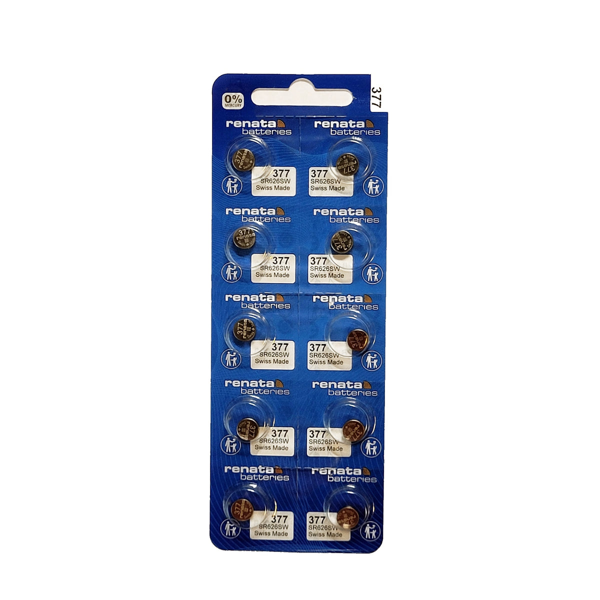 Renata 377 Silver Oxide Knopfzelle – originaler 10er-Blister, Vorderseite