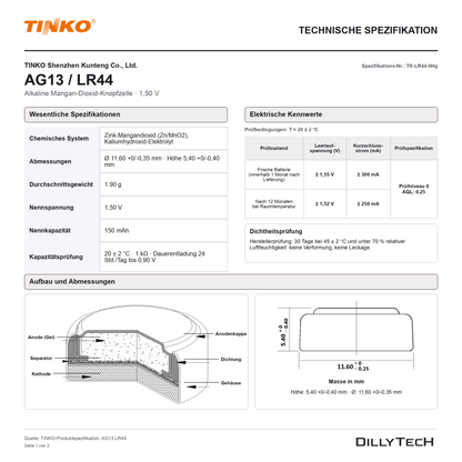 TINKO AG13 – technische Spezifikation, Seite 1