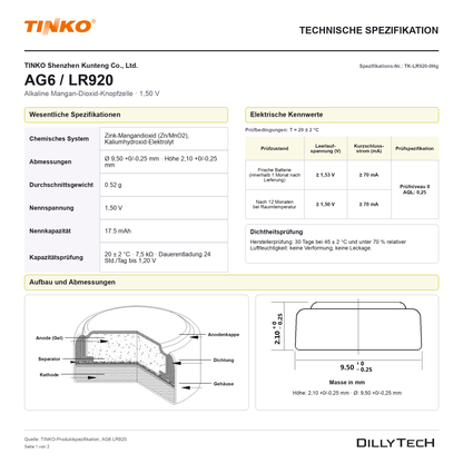TINKO AG6 – technische Spezifikation, Seite 1