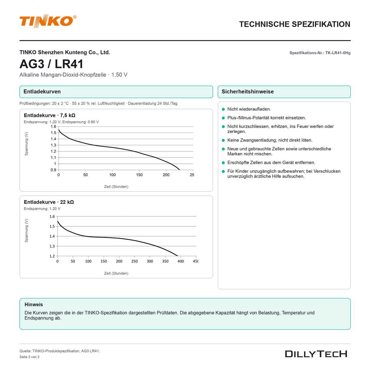 TINKO AG3 – technische Spezifikation, Seite 2