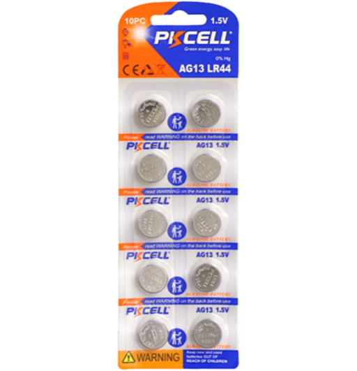 Pile bouton alcaline PKCELL AG13/LR44 - Blister de 10 pièces