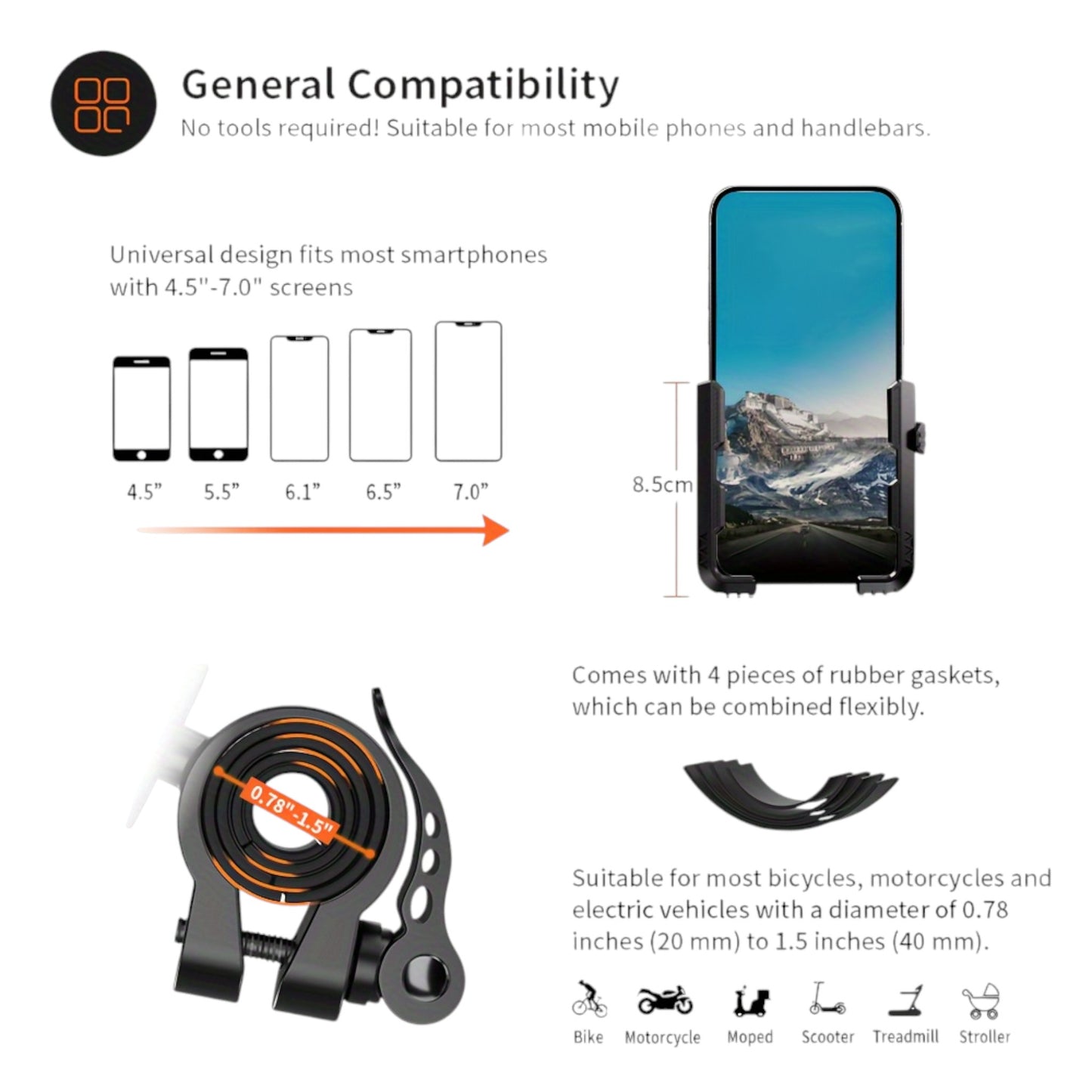 Support de téléphone pour moto PBH503 – Pince de verrouillage à bascule OK