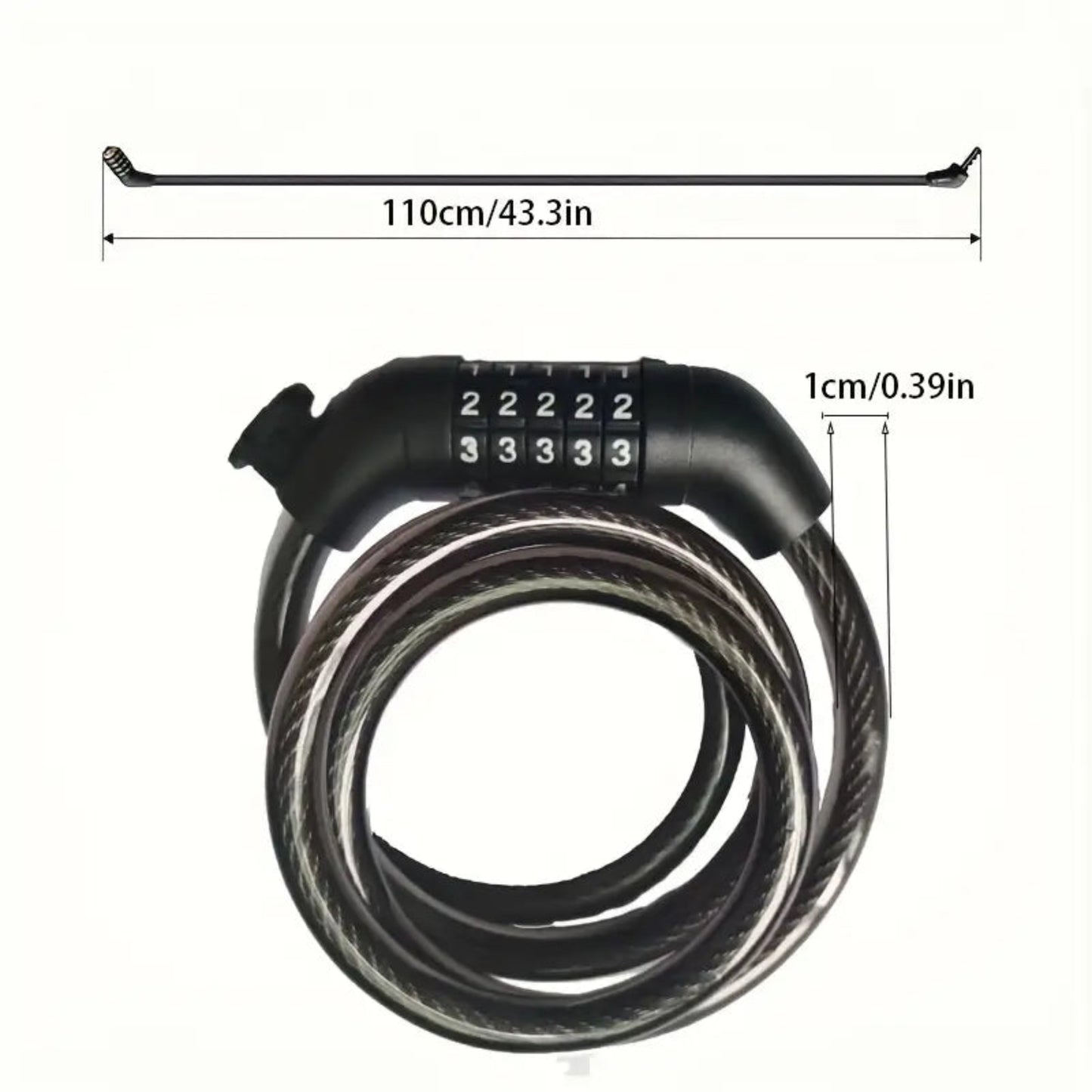 Spiral 5-Digit Combination Steel Cable Bike Lock