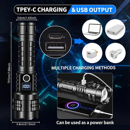 Compact Flashlight – Tactical Beam, 26650 battery Alu finish, premium box and sleeve