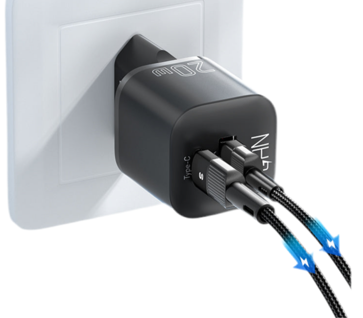 Chargeur mural USB-C + USB-A 20 W avec PD, QC 3.0