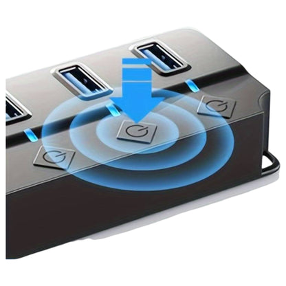 DTech 4/7-Port, 30-100 cm Extension Cable USB 3.0 Hub with Independent Switches