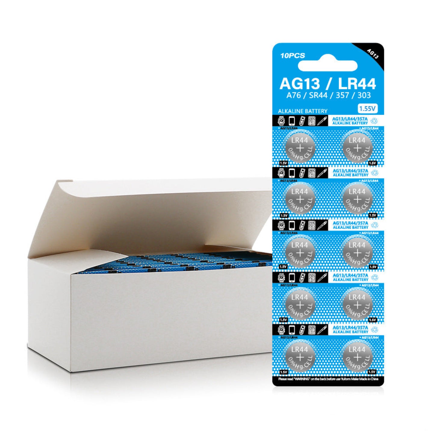 Piles alcalines DTecH AG13/LR44/SR1154 - Blister de 10 pièces