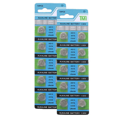 TMI (T&E) AG13/LR44/SR1154PW/357 Alkaline Button Battery Blister - 10 Pcs