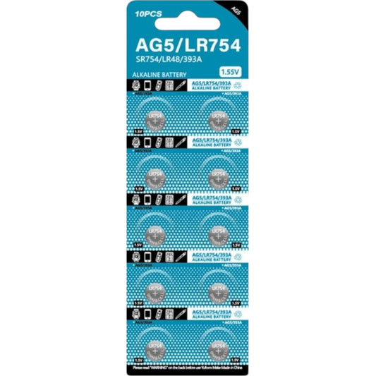DTecH AG5/LR754/SR48SW/SR48 Alkaline-Knopfzellen - 10 Stück