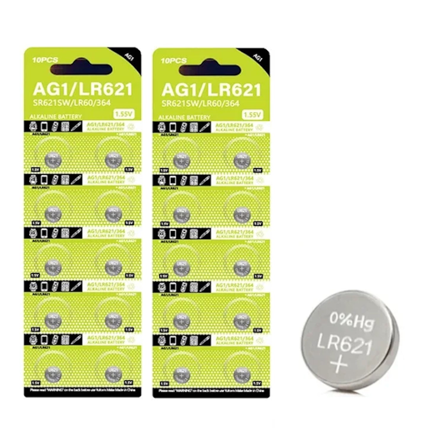 DTecH AG1/LR60/SR621SW/364 Alkaline-Knopfzellen - 10 Stück