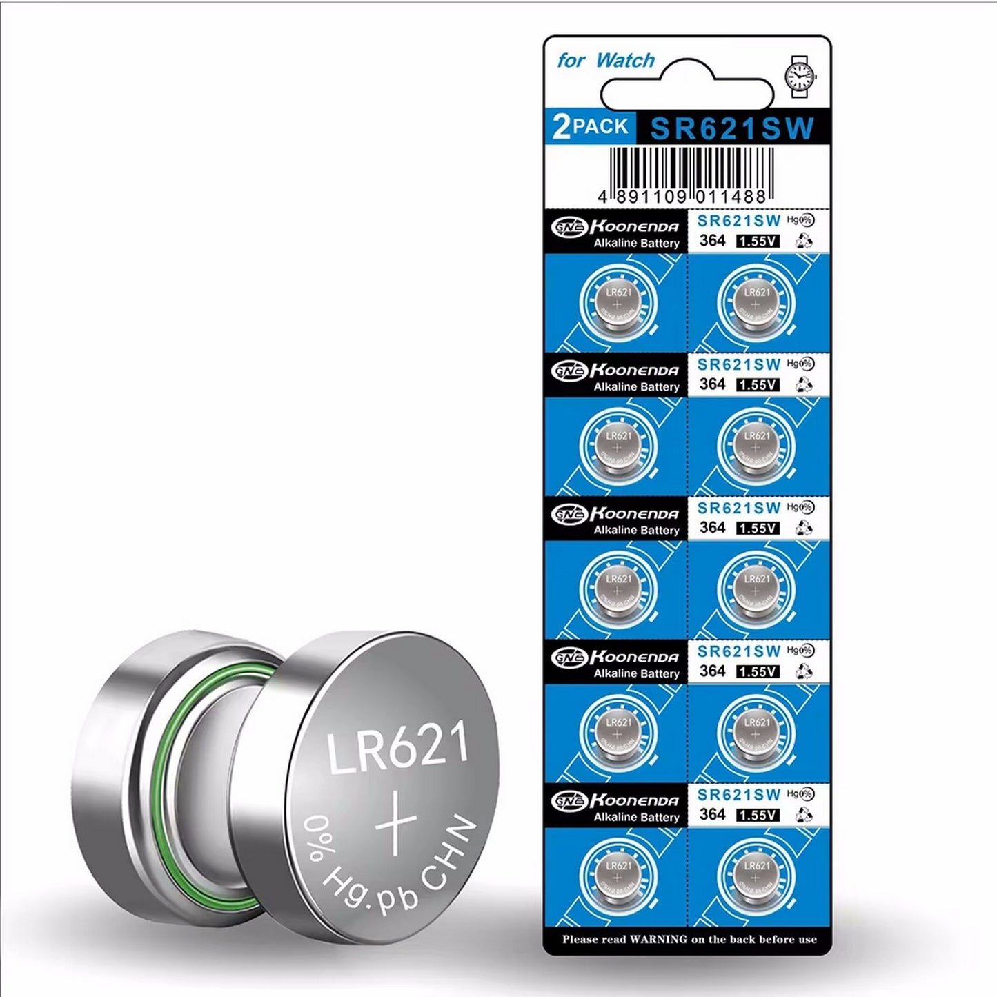 Pile bouton alcaline Koonenda AG1/LR60/SR621SW/364 - 10 pièces