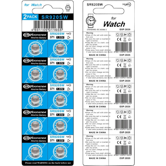 Koonenda AG6/LR920/370/SR920SW Alkaline-Knopfzellen - 10 Stück