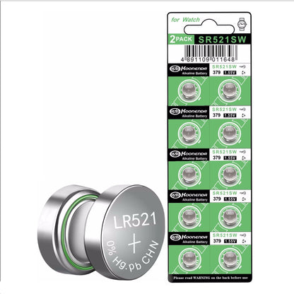 Koonenda AG0/LR521/379/SR418SW Alkaline Button Battery Blister - 10 Pcs