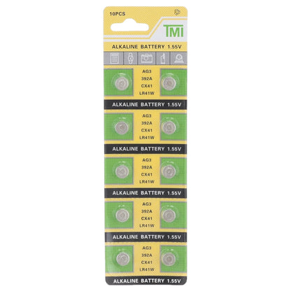 TMI (T&E) AG3/LR41/SR41SW/SR41 Alkaline-Knopfzellen - 10 Stück