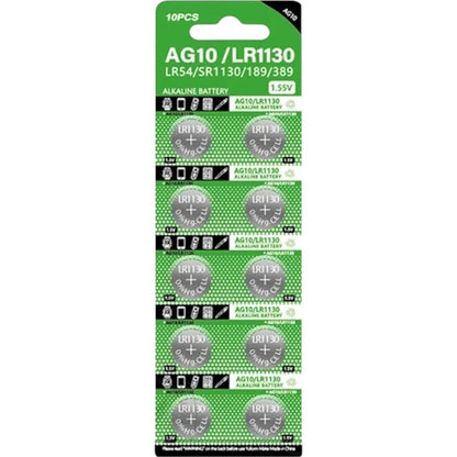 DTecH AG10/LR54/SR1130W/SR1130SW Alkaline-Knopfzellen - 10 Stück