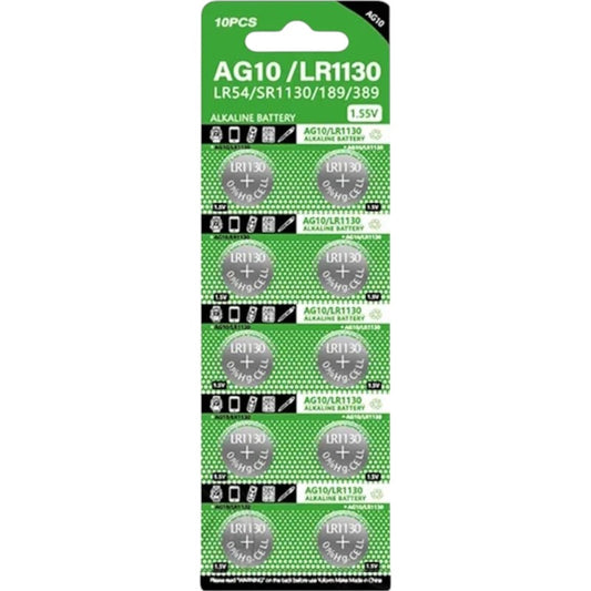 DTecH AG10/LR54/SR1130W/SR1130SW Alkaline-Knopfzellen - 10 Stück