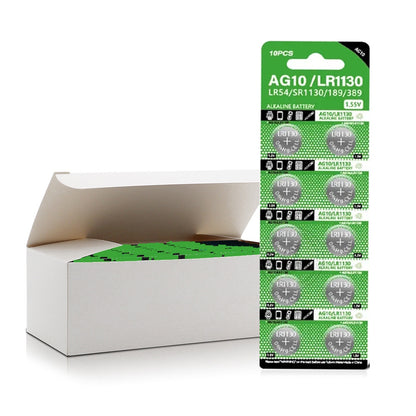 DTecH AG10/LR54/SR1130W/SR1130SW Alkaline-Knopfzellen - 10 Stück