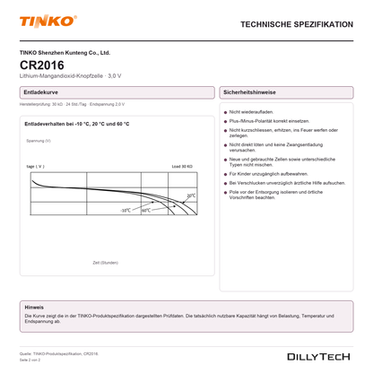 TINKO CR2016 – technische Spezifikation, Seite 2