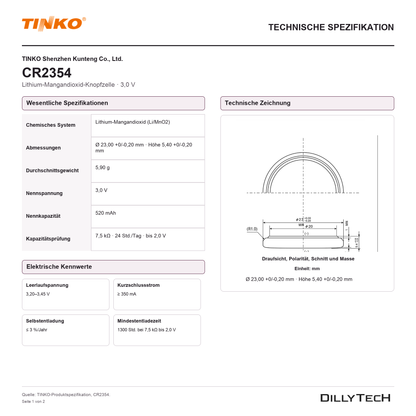 TINKO CR2354 – technische Spezifikation, Seite 1