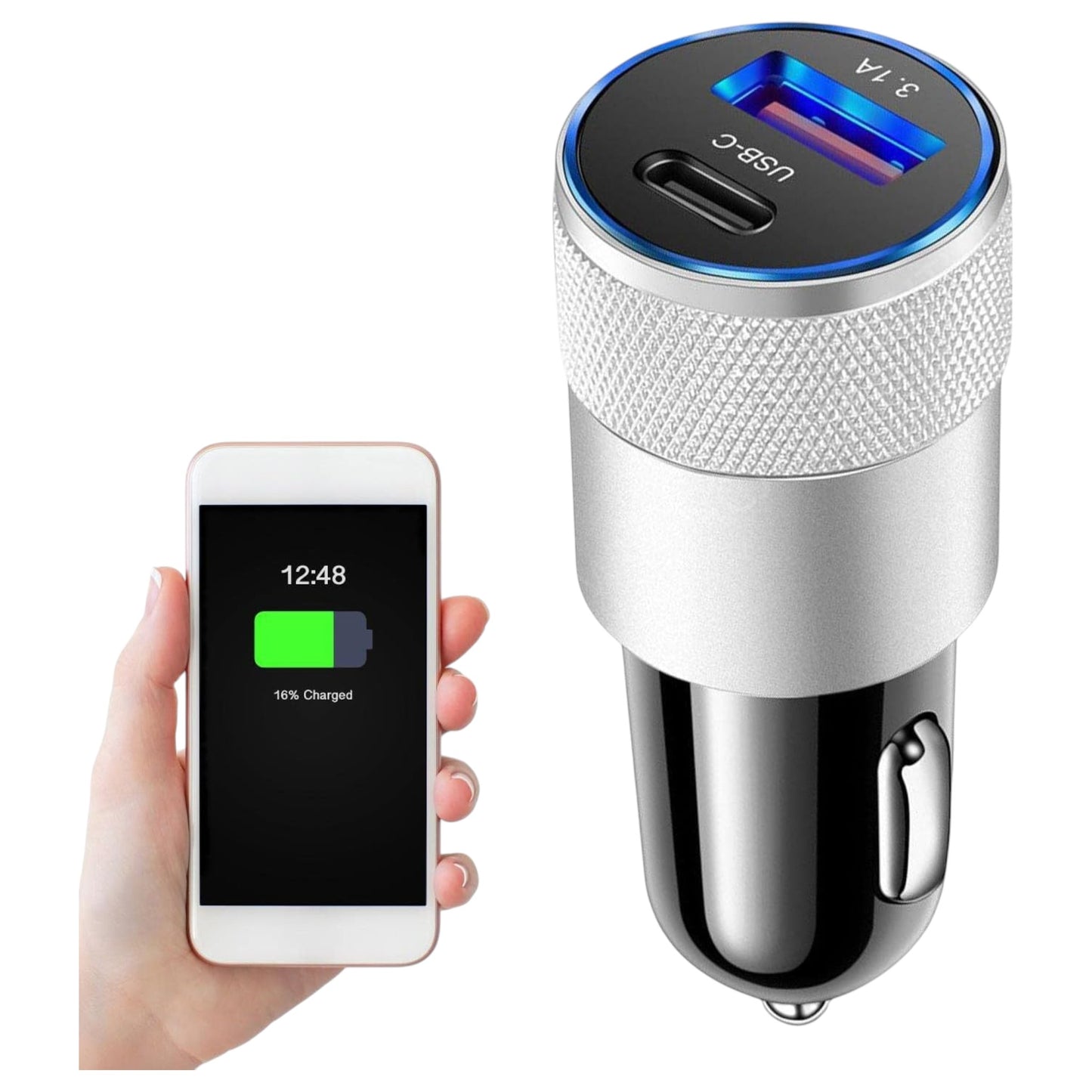 DTecH Cc-Pd1 15W 3,1 A Dual-Autoladegerät mit Typ-C- und USB-A-Anschlüssen