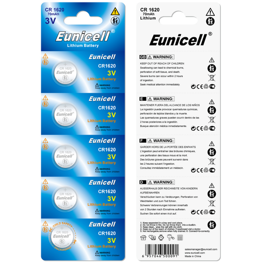 Eunicell CR1620 Lithium Button Battery Blister - 1Pcs