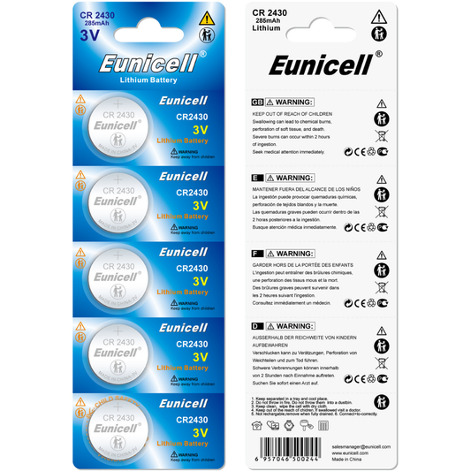 Eunicell CR2430 Lithium Button Battery Blister - 1Pcs