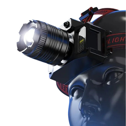 DTecH HL-003 – Lampe frontale à capteur ultra-lumineuse à 6 modes avec zoom et batterie externe