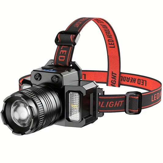 DTecH HL-003 – Lampe frontale à capteur ultra-lumineuse à 6 modes avec zoom et batterie externe