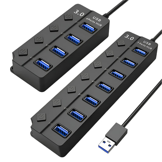 Hub USB 3.0 multiport avec USB-A vers USB-A et boutons/commutateurs indépendants