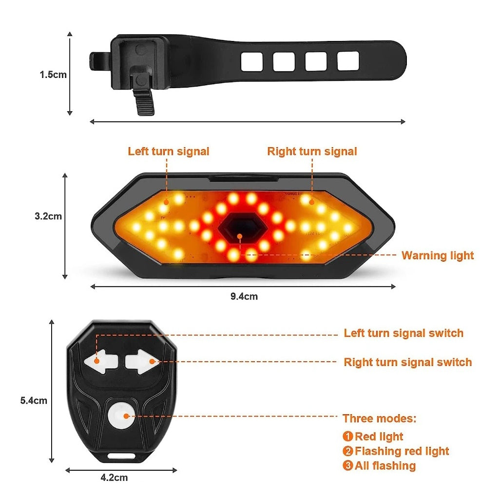 Indicateur/clignotant de lumière LED sans fil à distance M1 pour vélo