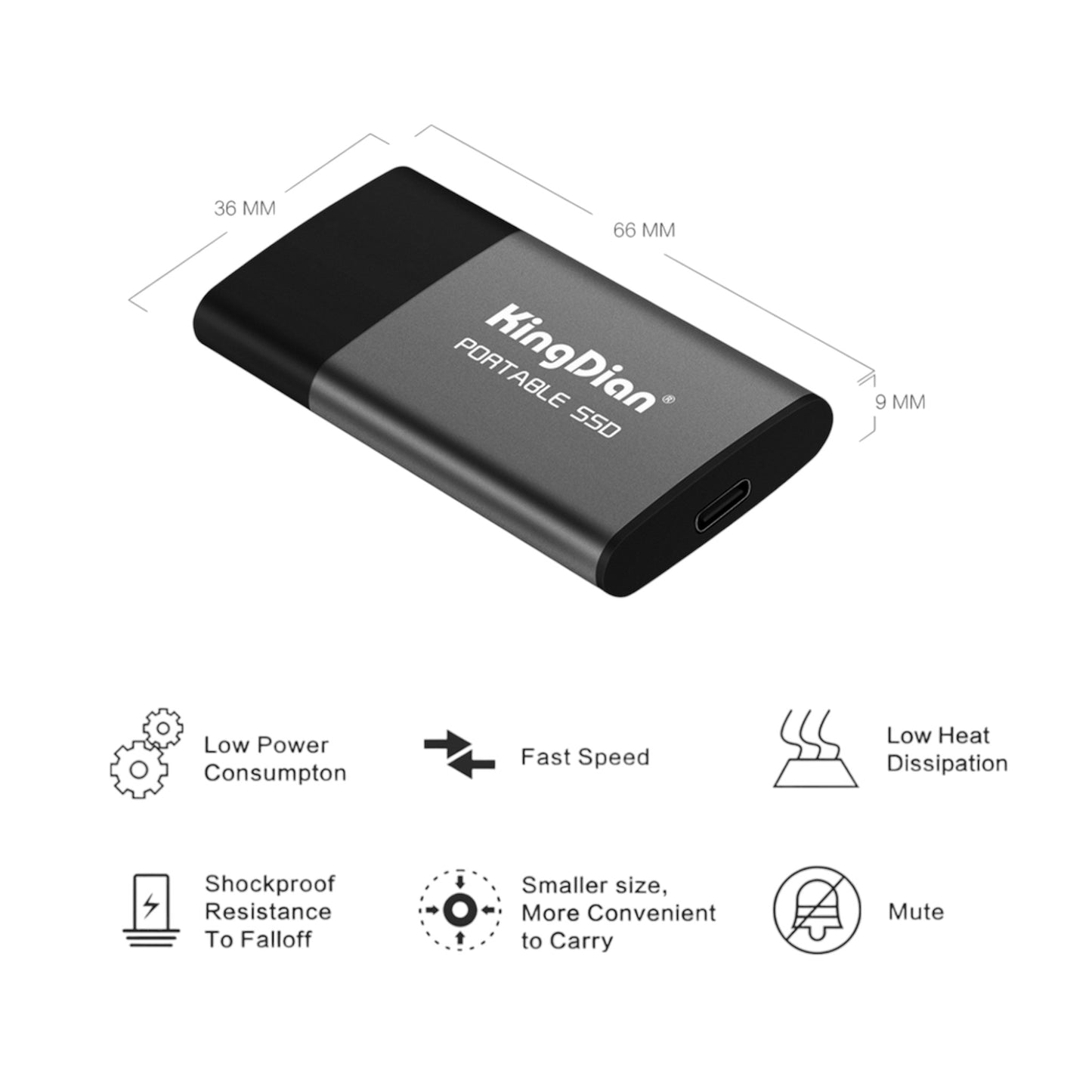 KingDian Mini/Portable SSD 120 GB/250 GB/500 GB: Tragbares USB 3.0 Solid State Drive mit bis zu 510 MB/s Übertragungsgeschwindigkeit