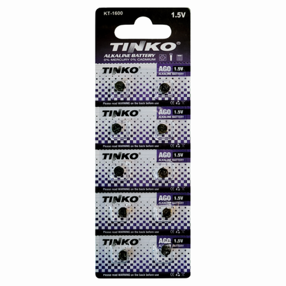 TINKO AG0 Alkaline-Knopfzellen – Originalblister, Vorderseite